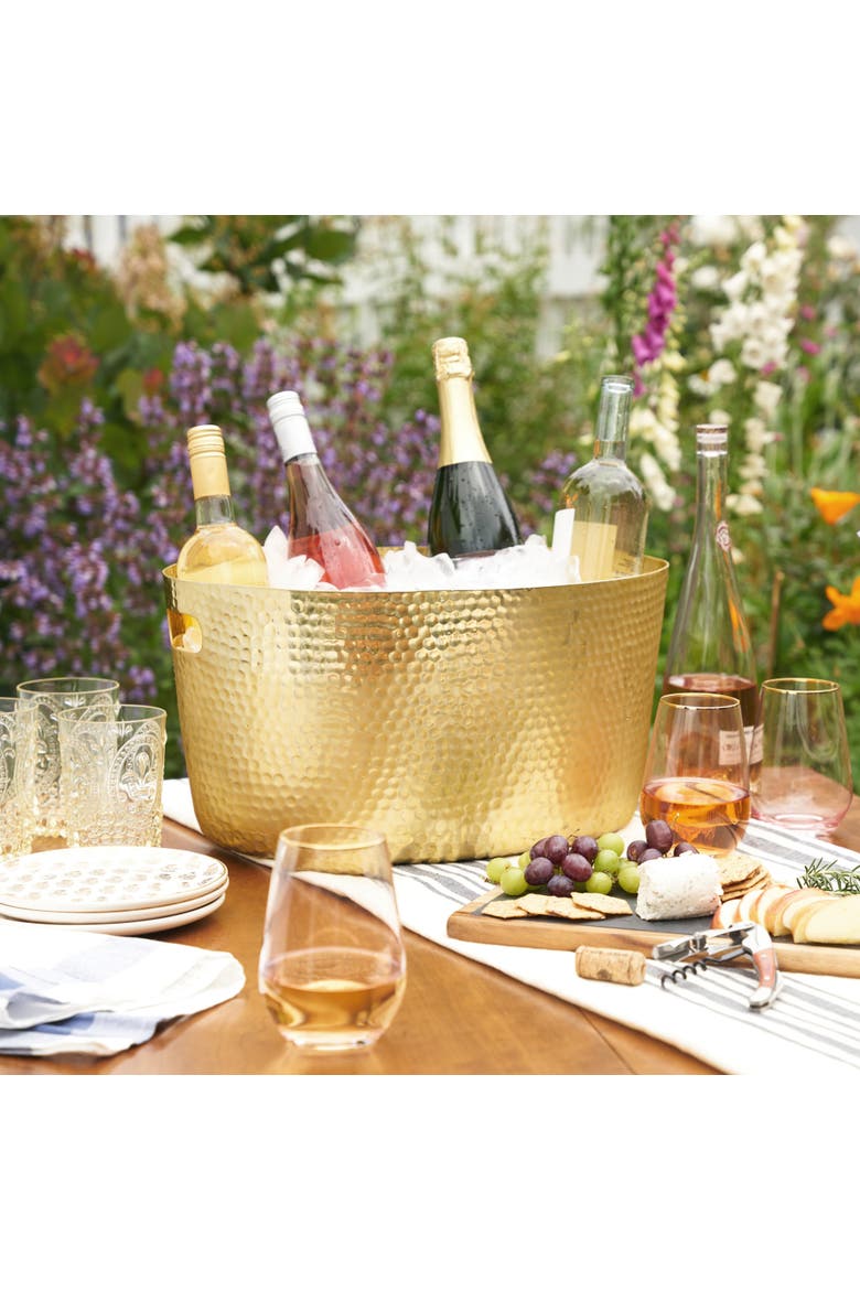 Hammered Metal Tub in Gold, Alternate, color, Gold