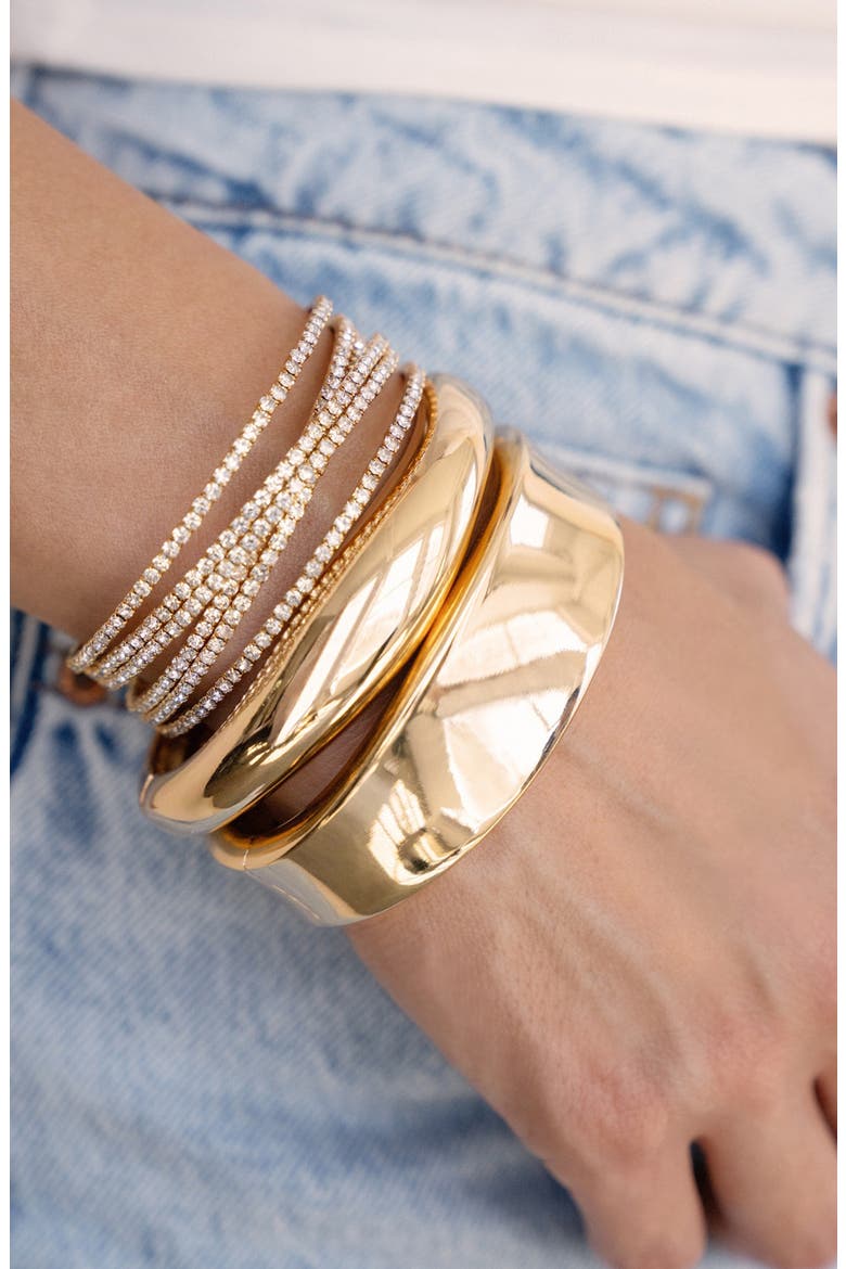 Dome Bangle Bracelet, Alternate, color, GOLD