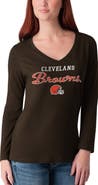 G-III 4HER BY CARL BANKS Women's G-III 4Her by Carl Banks Brown Cleveland Browns Post Season Long Sleeve V-Neck T-Shirt