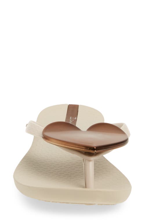 Ipanema Women's Wave Heart Sparkle Flip-flop Sandals In Beige/bronze