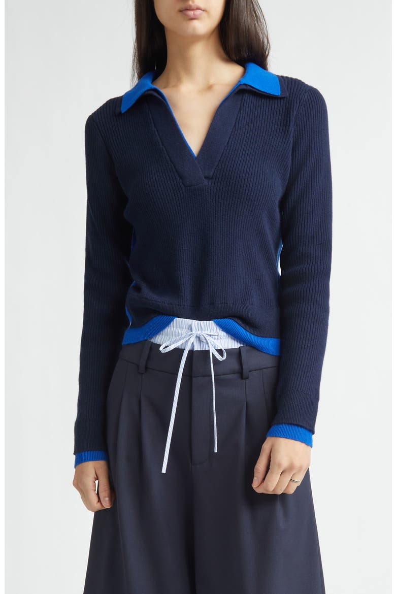 Doubled Cashmere Polo, Main, color, DARK SAPPHIRE
