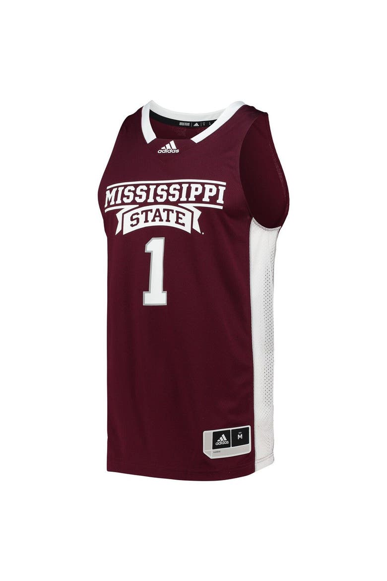 Men's adidas #1 Maroon Mississippi State Bulldogs Team Swingman Basketball Jersey, Alternate, color, Maroon