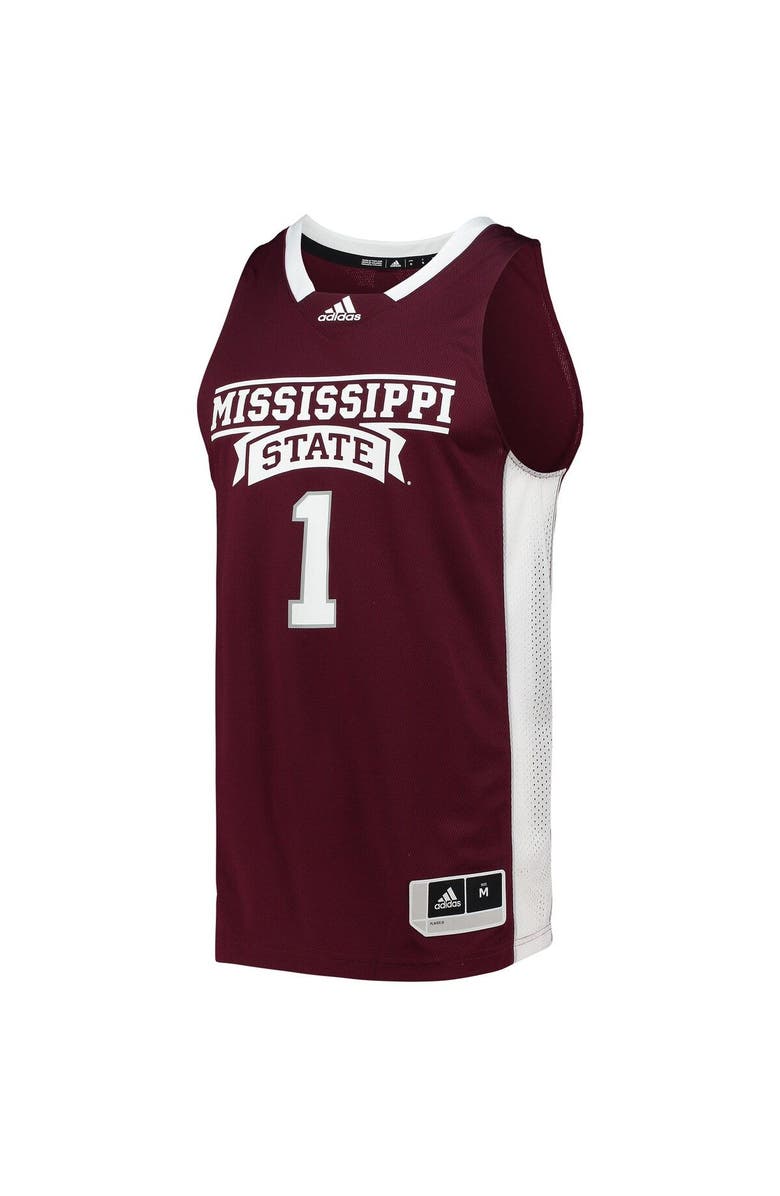 adidas Men's adidas #1 Maroon Mississippi State Bulldogs Team Swingman Basketball Jersey, Alternate, color, Maroon