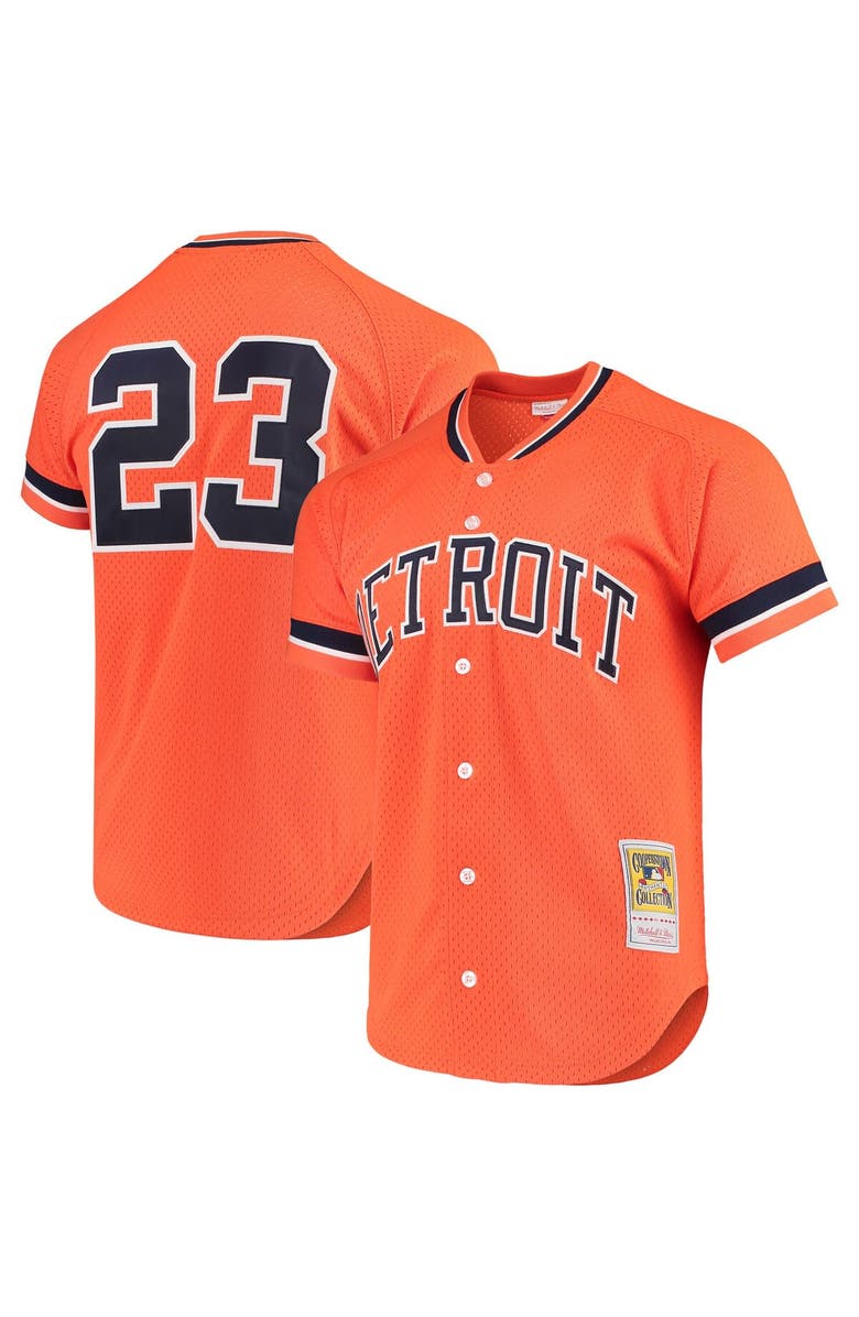Mitchell & Ness Men's Mitchell & Ness Kirk Gibson Orange Detroit Tigers Cooperstown Collection Mesh Batting Practice Button-Up Jersey, Alternate, color, 
