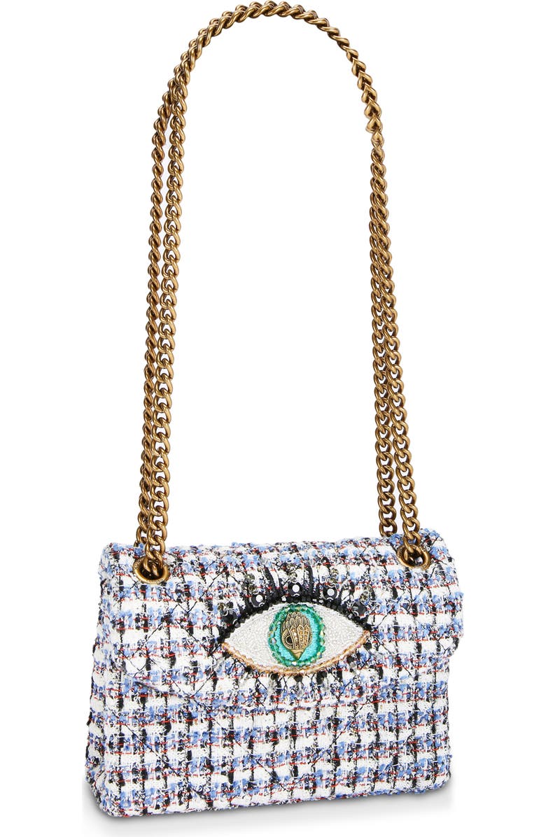 Kurt Geiger London Mini Kensington Eye Tweed Shoulder Bag, Alternate, color, White/Navy