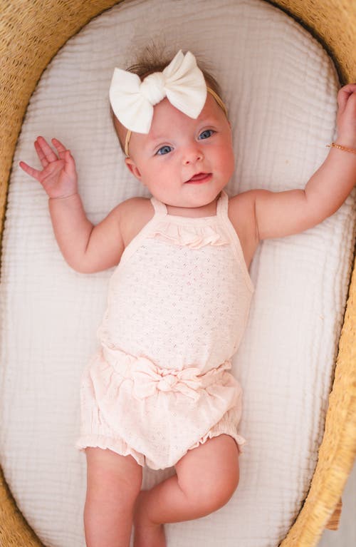 L'ovedbaby Organic Cotton Pointelle Bodysuit, Bloomers & Headband Set
