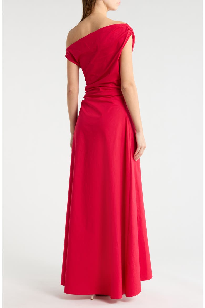 Phare One-Shoulder Stretch Cotton Maxi Dress, Alternate, color, CHERRY