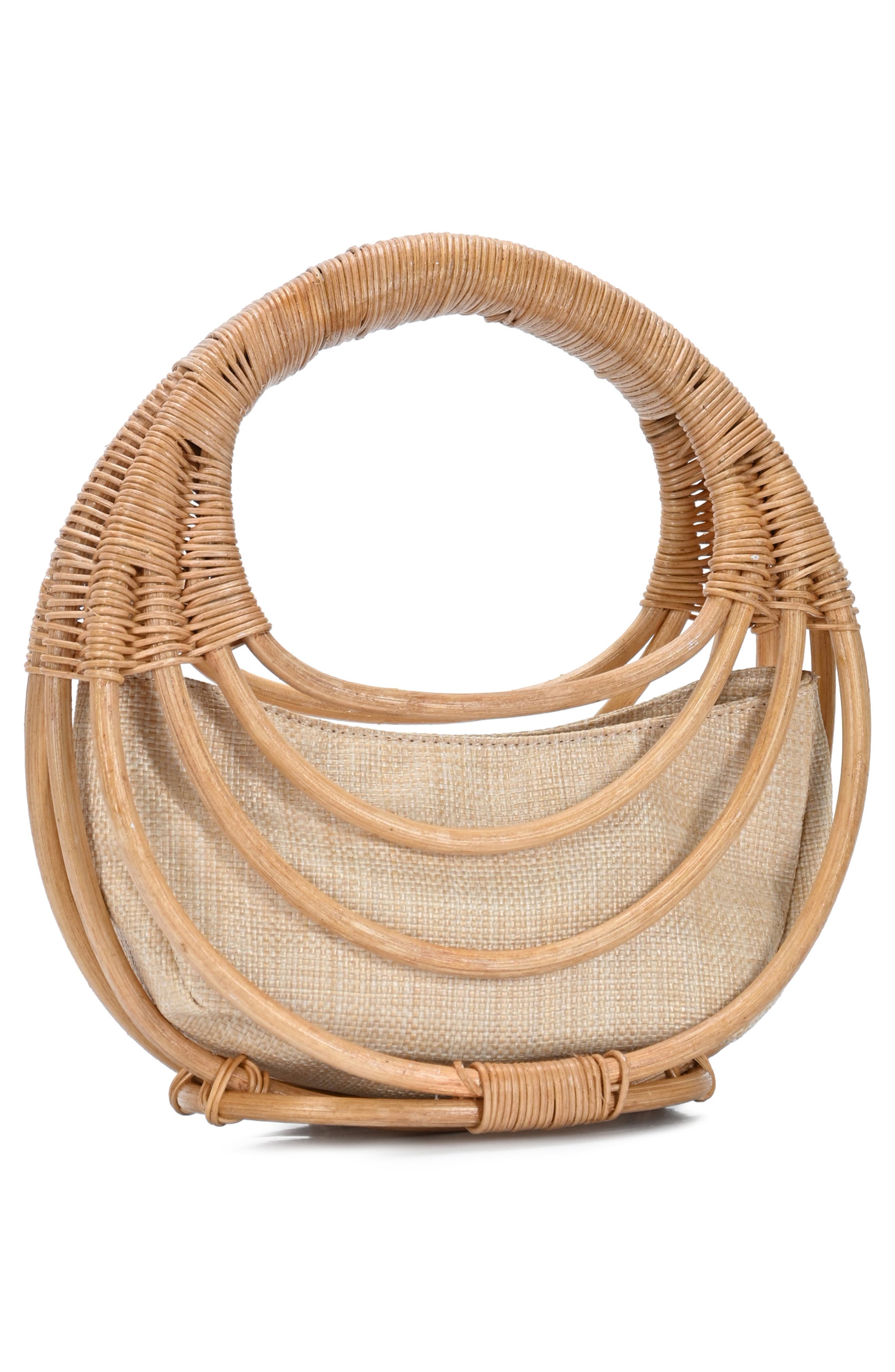 Antik Kraft Wicker Circle Handbag, Alternate, color, Camel