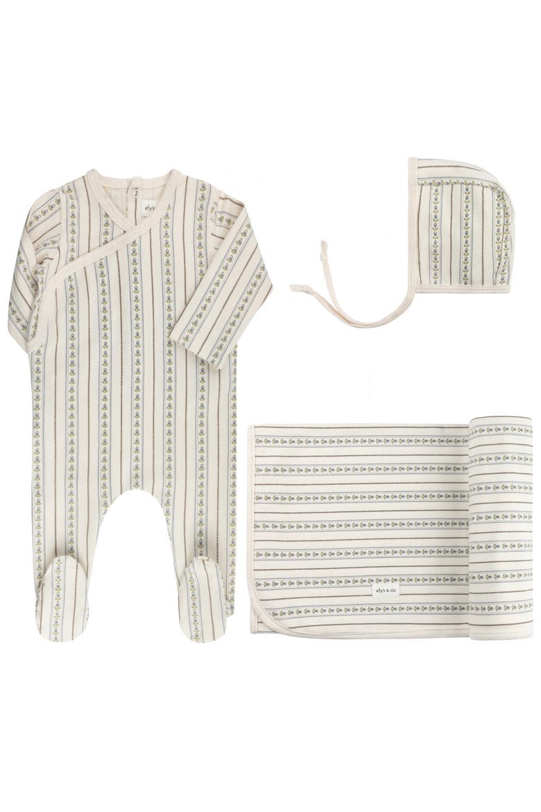 Linear Tulip Collection - Layette Set, Main, color, Ivory/Blue