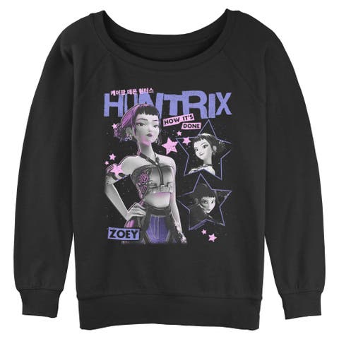 Junior's Pop Star Huntrix Zoey Long Sleeve Oversized Sweatshirt