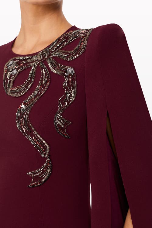 Jenny Packham Love Bow Split-sleeve Midi Dress In Red