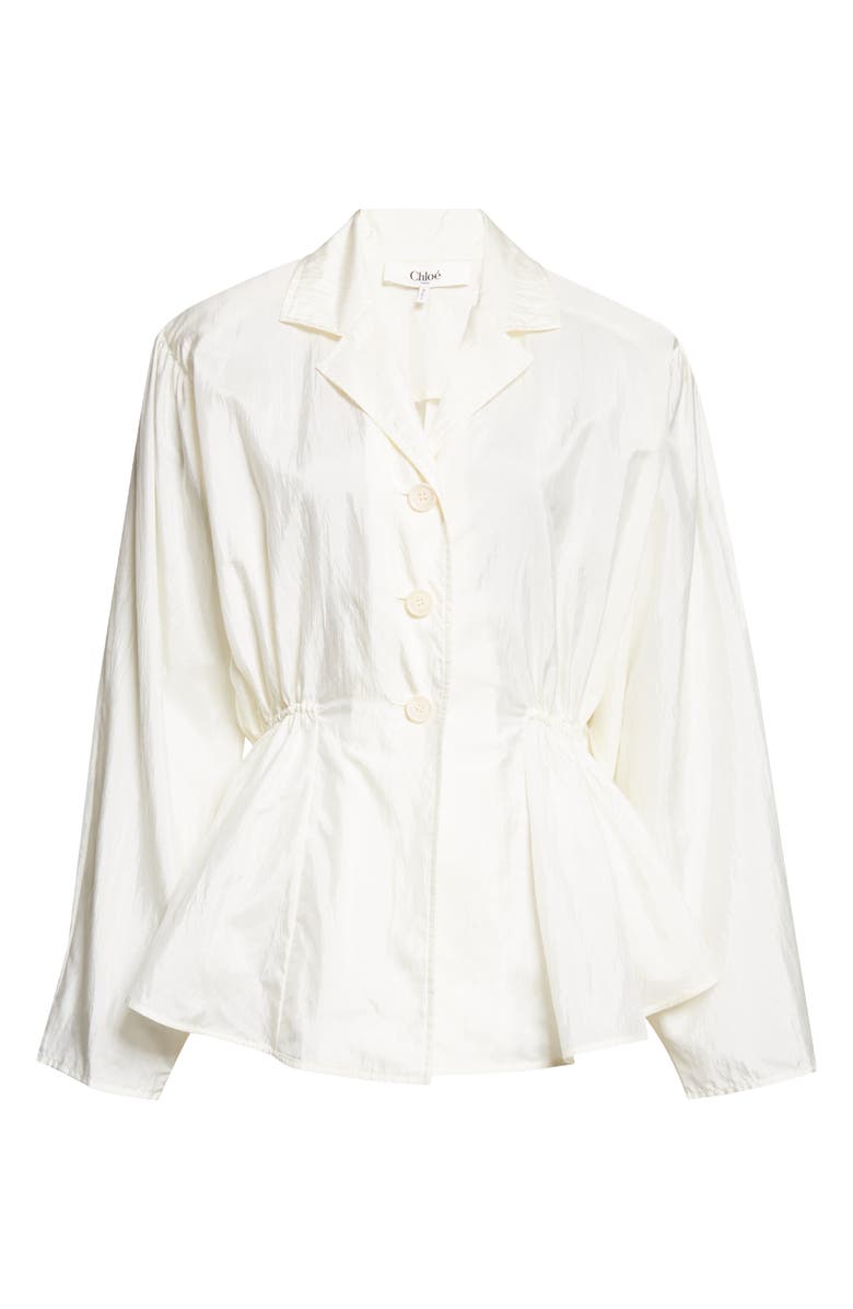 Chloé Puff Shoulder Peplum Shirt, Alternate, color, Coconut Milk