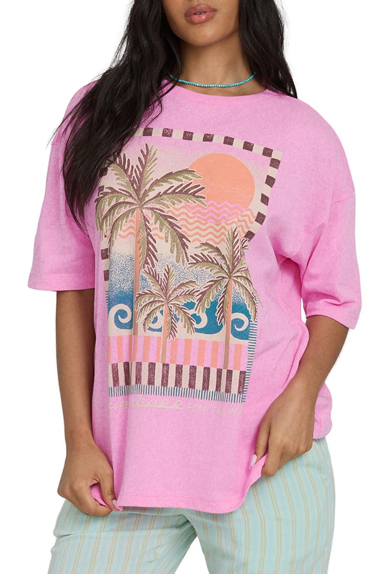 Feel The Heat Graphic Oversize Cotton T-Shirt, Main, color, PARTY PINK