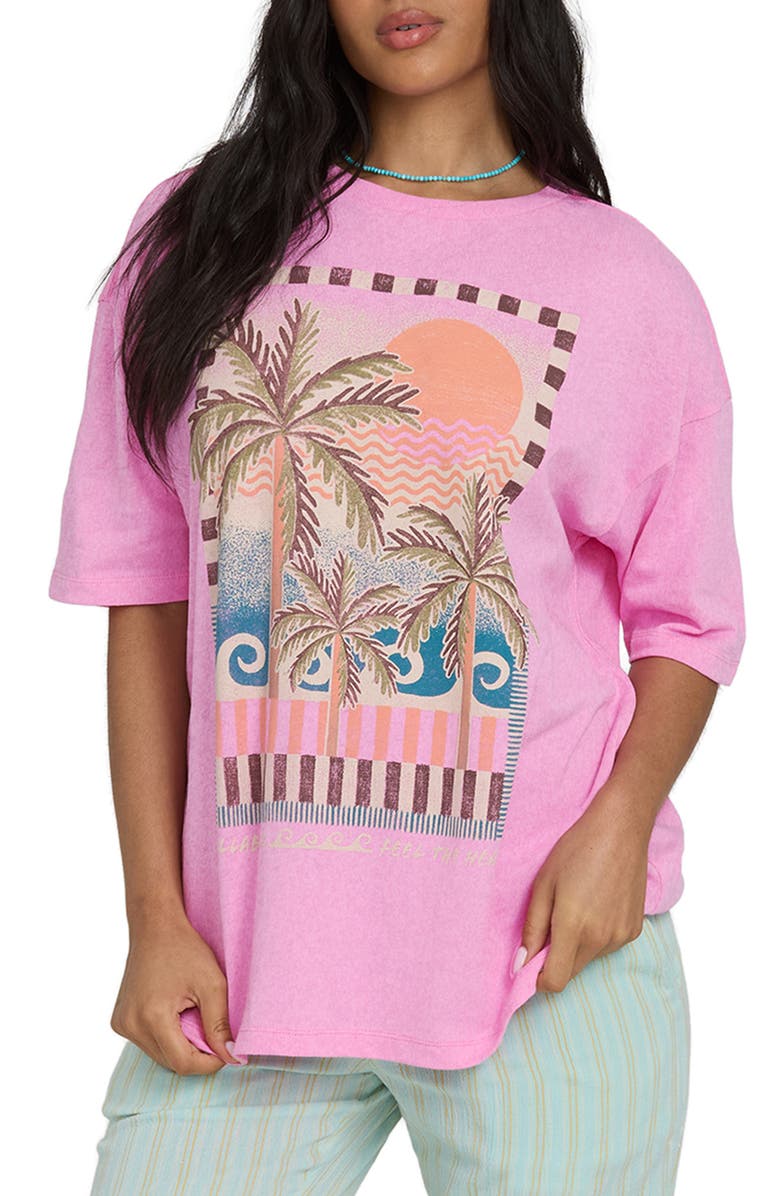Billabong Feel The Heat Graphic Oversize Cotton T-Shirt, Main, color, Party Pink