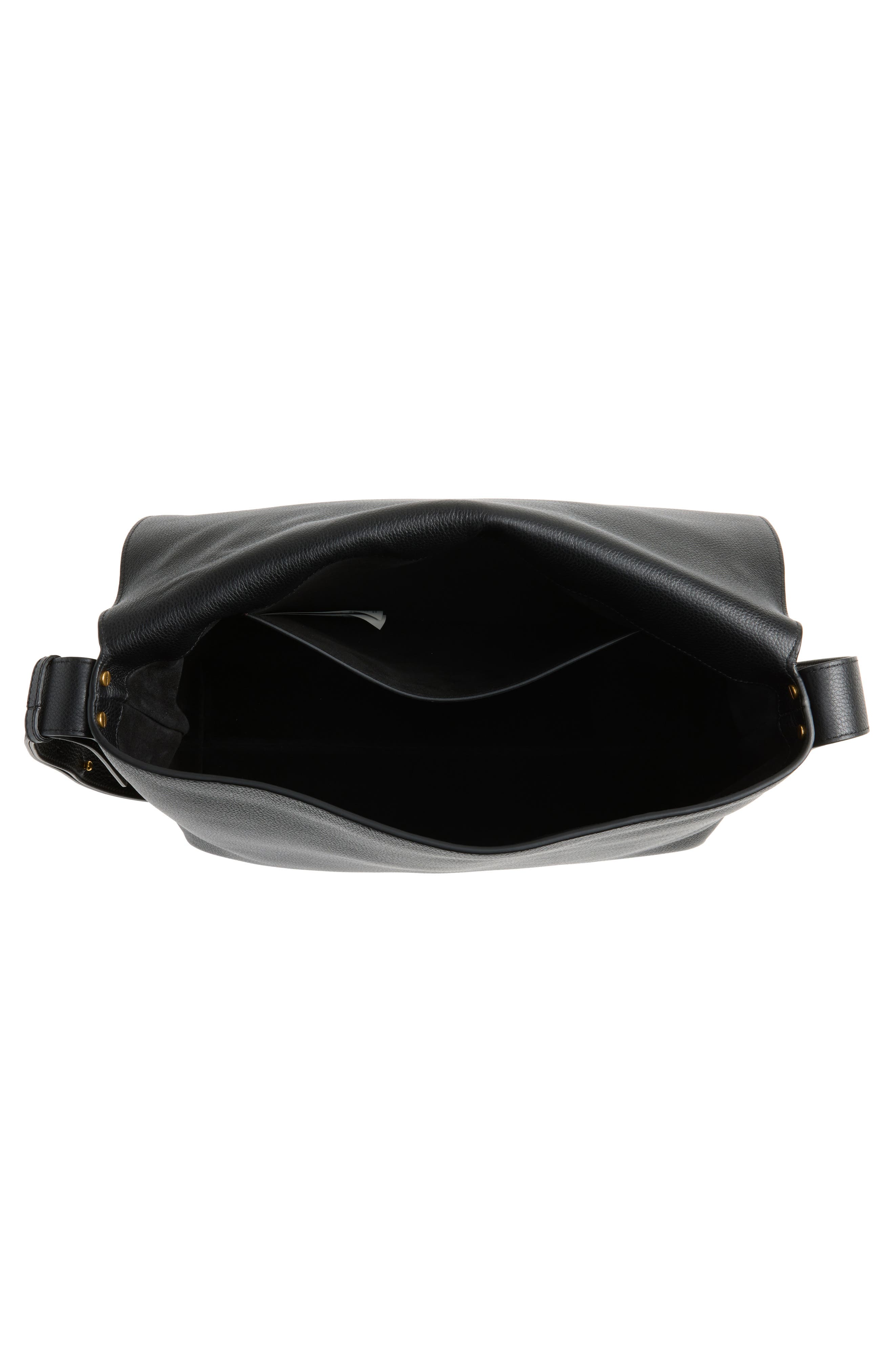 Leather Messenger Bag, Alternate, color, BLACK GOLD 82