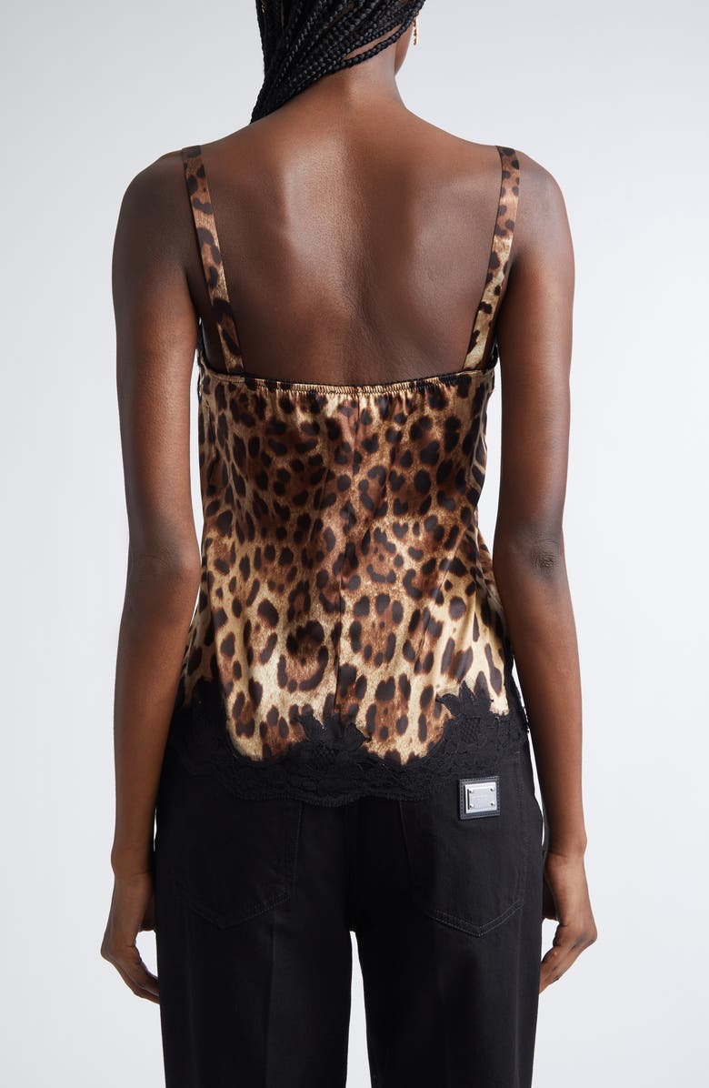 Dolce&Gabbana Leopard Print Satin & Lace Camisole, Alternate, color, Leo New