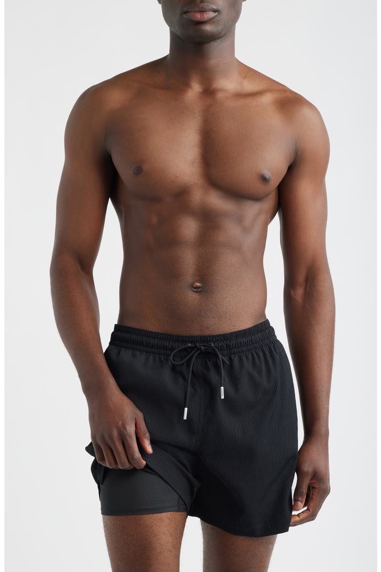 The Secret Agent 5.5-Inch Swim Trunks, Alternate, color, BLACK - SOLID