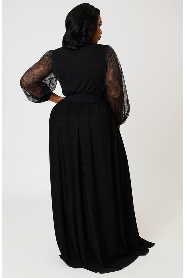 Plus Size Billow Long Sleeved Hollywood Duster, Alternate, color, Black Solid