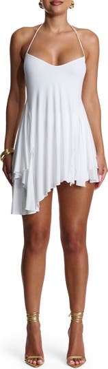 Asymmetric Halter Minidress