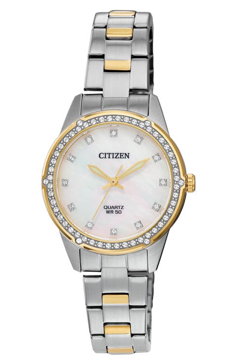 Two-Tone Mother of Pearl Dial Bracelet Watch, 30mm