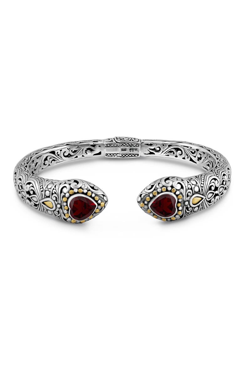 Stone & Sterling Silver Bali Lovina Cuff Bracelet, Alternate, color, SILVER/ GOLD/ RED