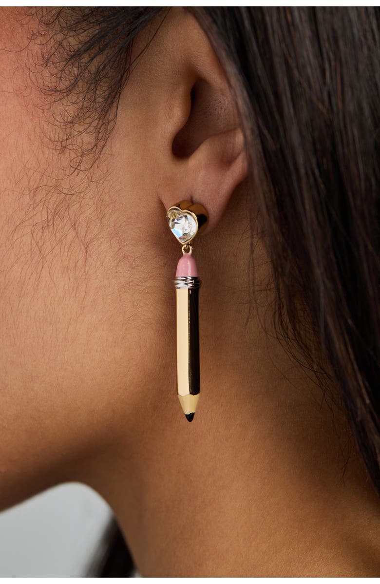 Alex and Ani Pencil Heart Drop Earrings, Alternate, color, Two Tone