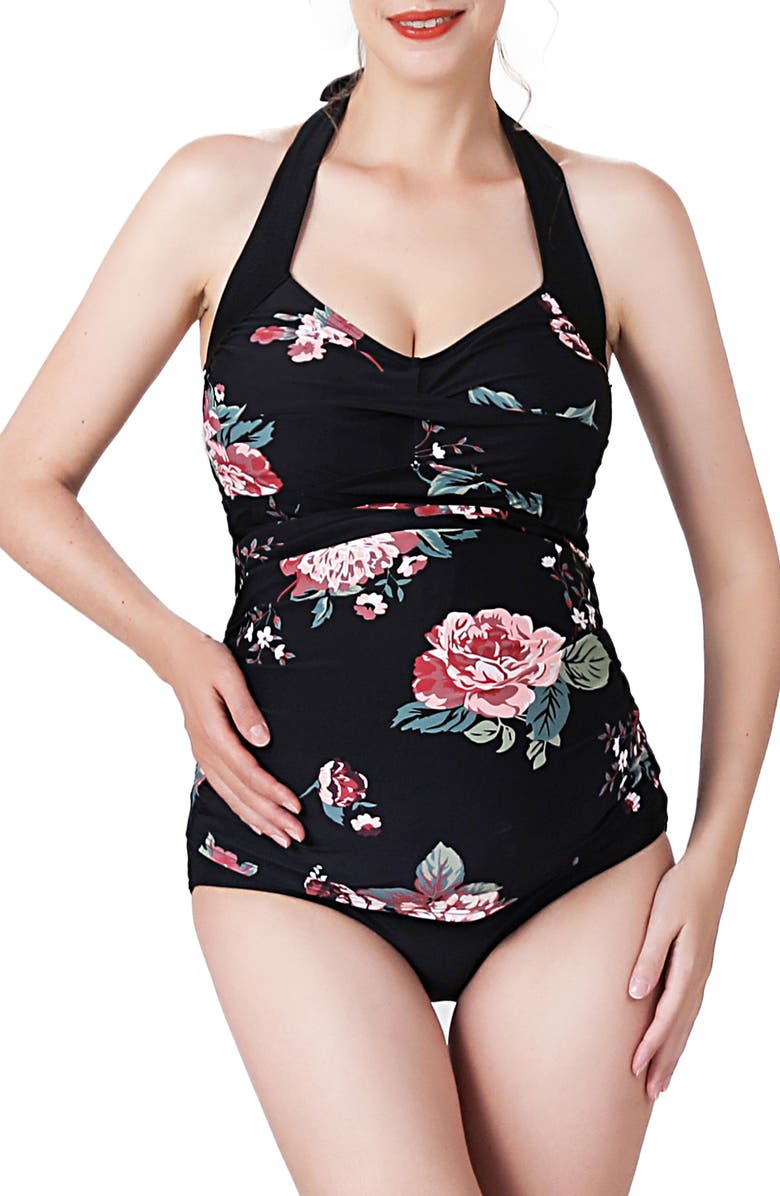 Kimi and Kai Arely Floral Print Two-Piece Maternity Swimsuit, Main, color, 