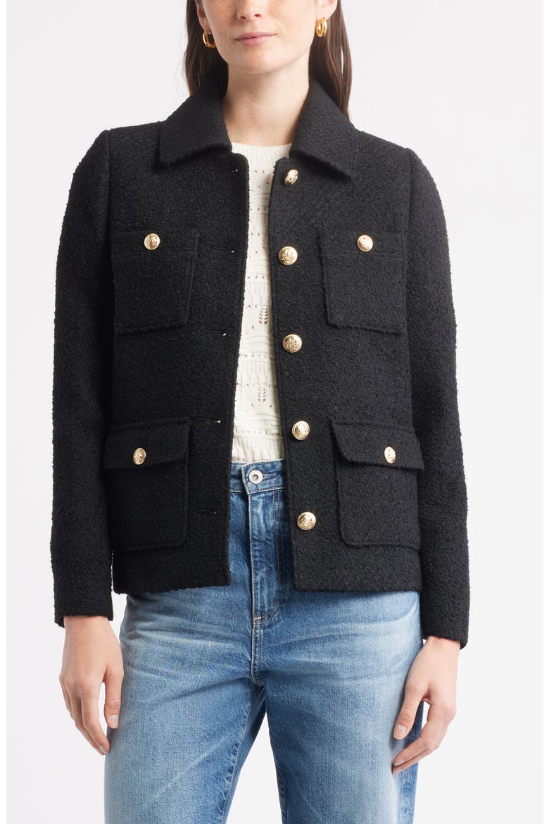 Bouclé Jacket, Main, color, BLACK