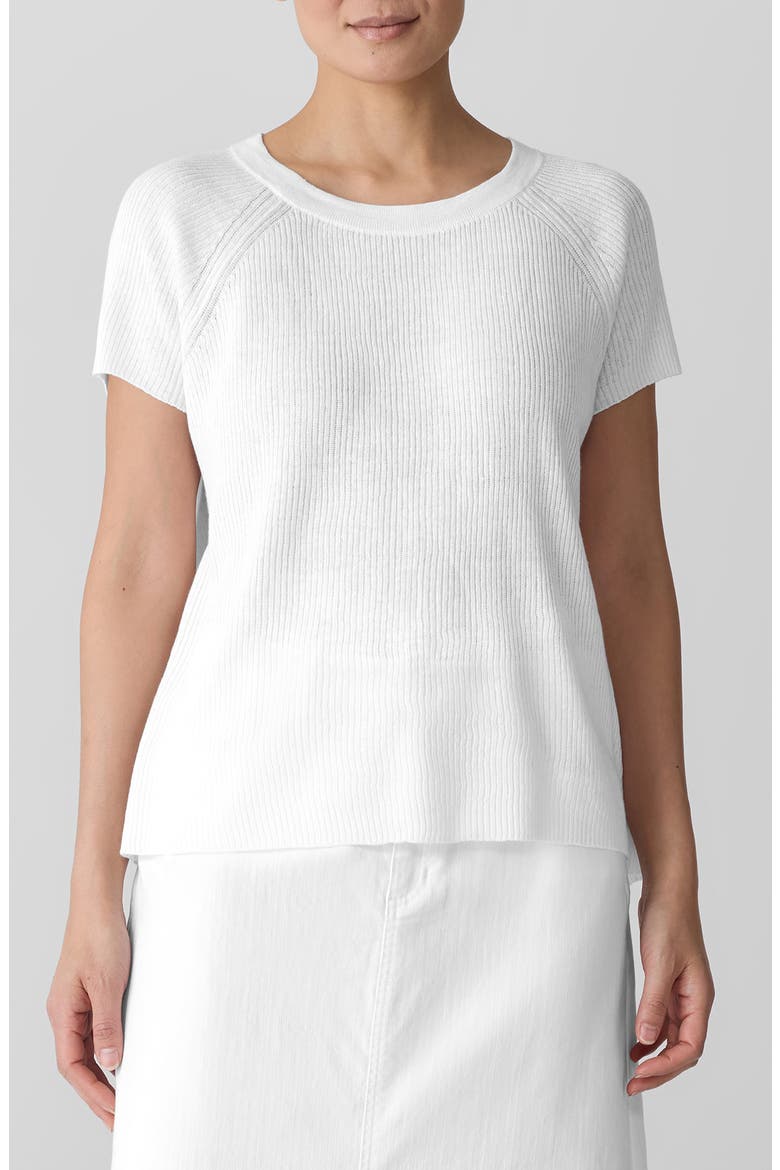 Rib Organic Linen & Organic Cotton Sweater, Main, color, WHITE