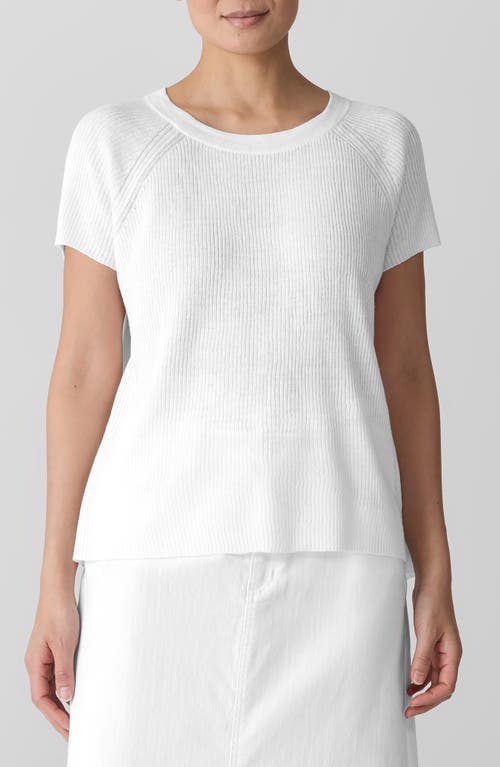 Eileen Fisher Raglan Short Sleeve Sweater In White