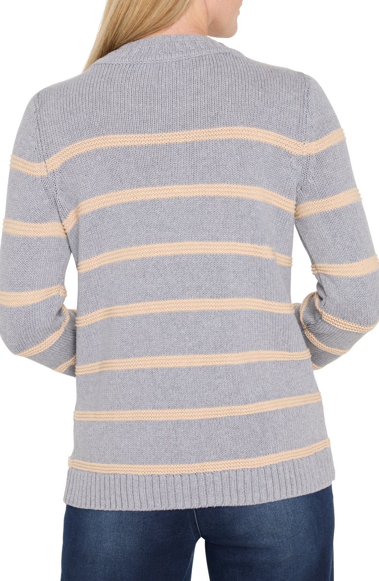 NIC+ZOE Go to Stripe Cotton Sweater, Alternate, color, Grey Multi