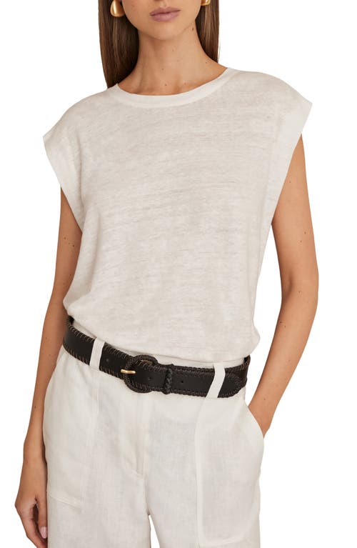 Reiss White Linen Cap-sleeve T-shirt In White