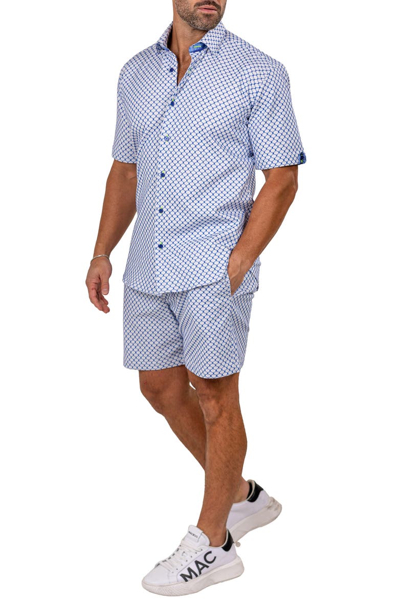 Galileo Marthy Short Sleeve Button-Up Shirt, Alternate, color, WHITE/BLUE