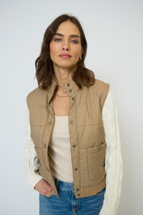 Central Park West Brady Quilted Mixed Media Jacket In Gold