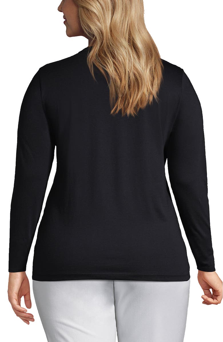 Lands' End Supima Cotton Long Sleeve Crewneck T-Shirt, Alternate, color, Black
