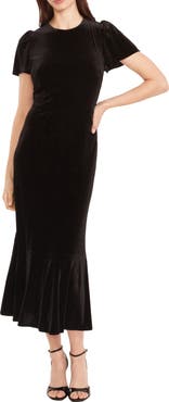 Maggy London Short Sleeve Velvet Midi Dress