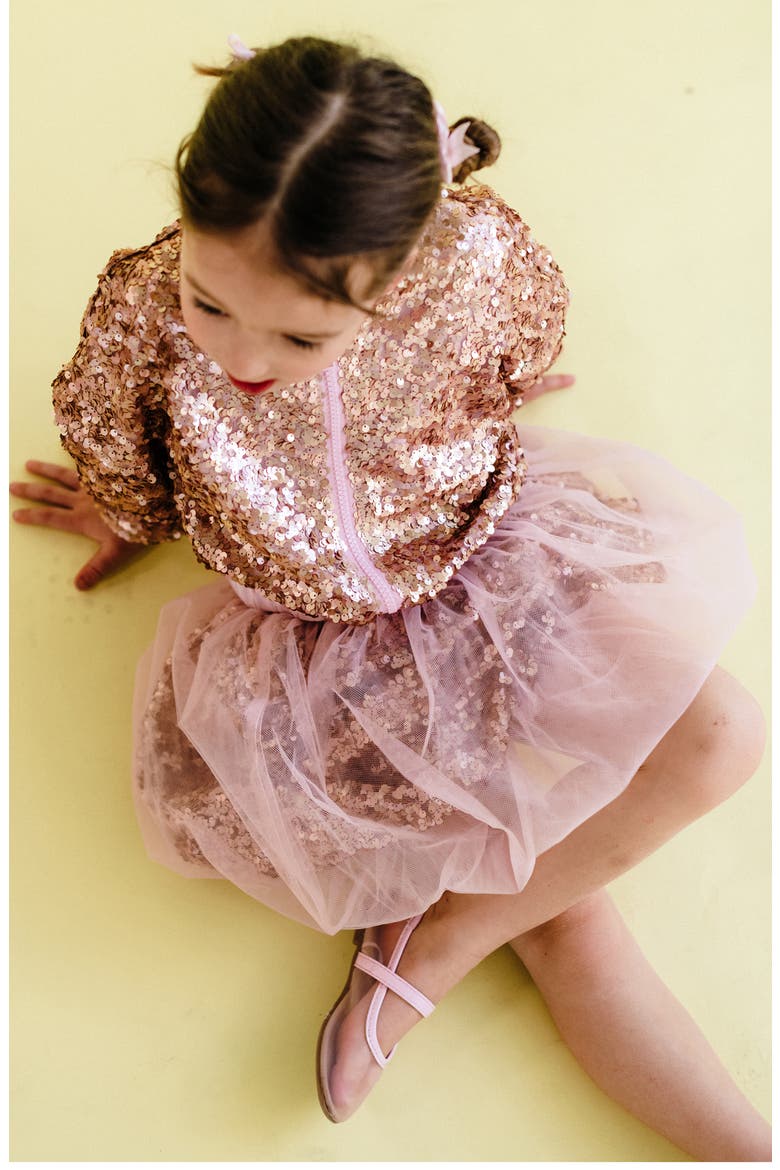Kids' Sequin Bomber Jacket, Alternate, color, CHAMPAGNE