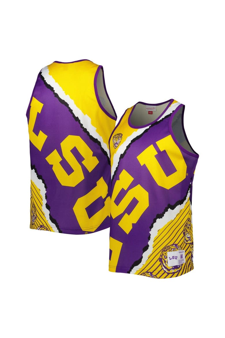 Men's Mitchell & Ness Purple/Gold LSU Tigers Jumbotron 2.0 Sublimated Tank Top, Main, color, Purple
