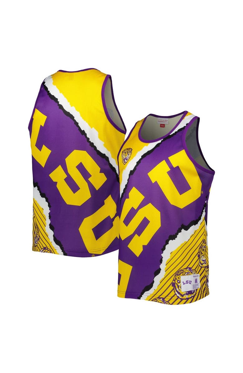 Mitchell & Ness Men's Mitchell & Ness Purple/Gold LSU Tigers Jumbotron 2.0 Sublimated Tank Top, Main, color,