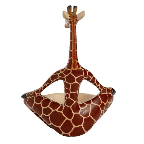 Ten Thousand Villages Yoga Giraffe Bowl In Brown