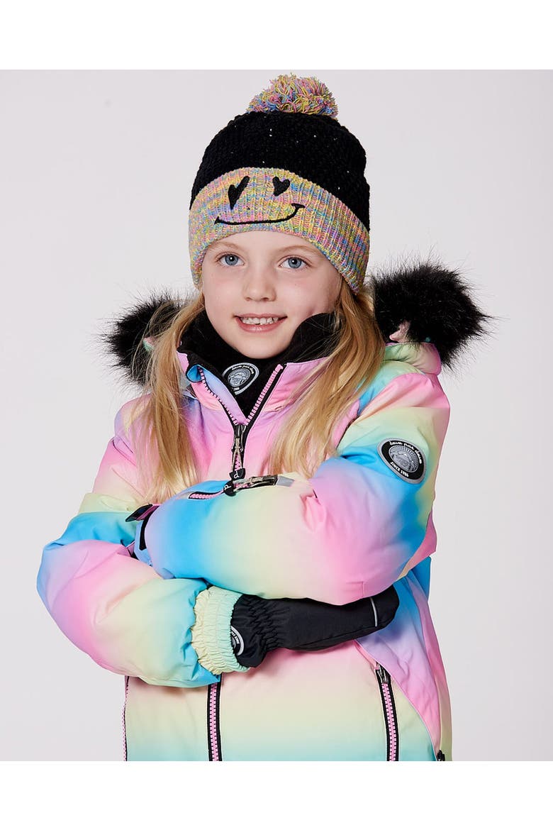 Lined Knit Hat with Pompom, Alternate, color, Multicolored