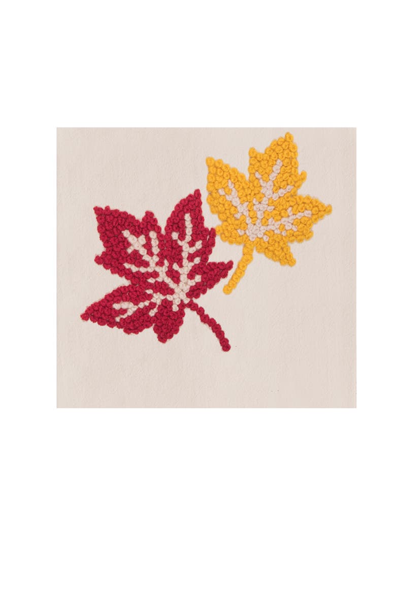 Falling Leaves French Knot Design 100% Cotton Flour Sack Kitchen Dishtowel, Alternate, color, Yellow