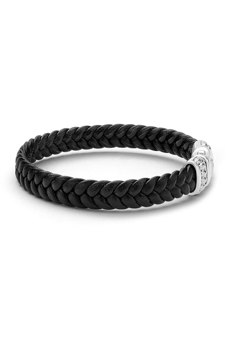 LAGOS Men's Anthem Leather Bracelet, Alternate, color, Silver