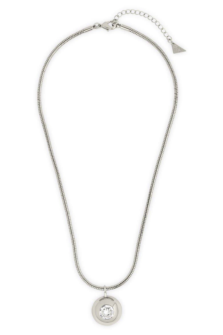 Zora Cubic Zirconia Dome Pendant Necklace, Main, color, SILVER