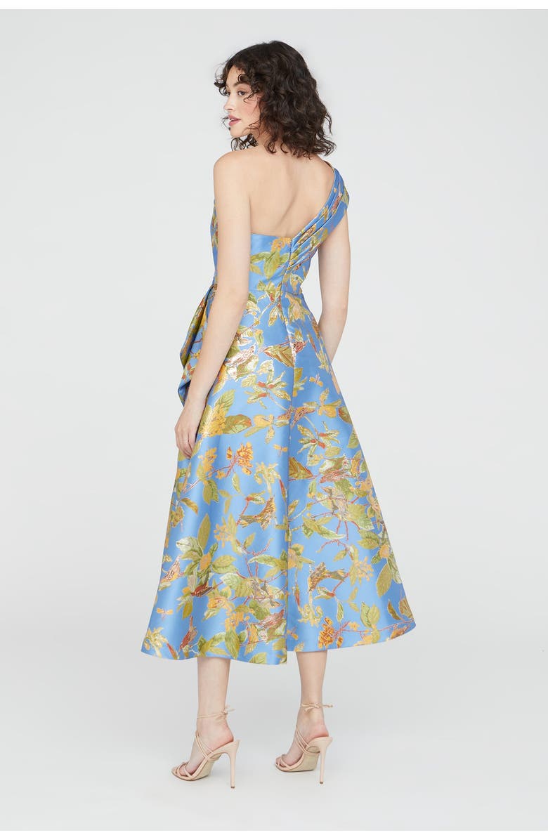 Theia Dalia Tea Length Dress, Alternate, color, Cornflower/Marigold