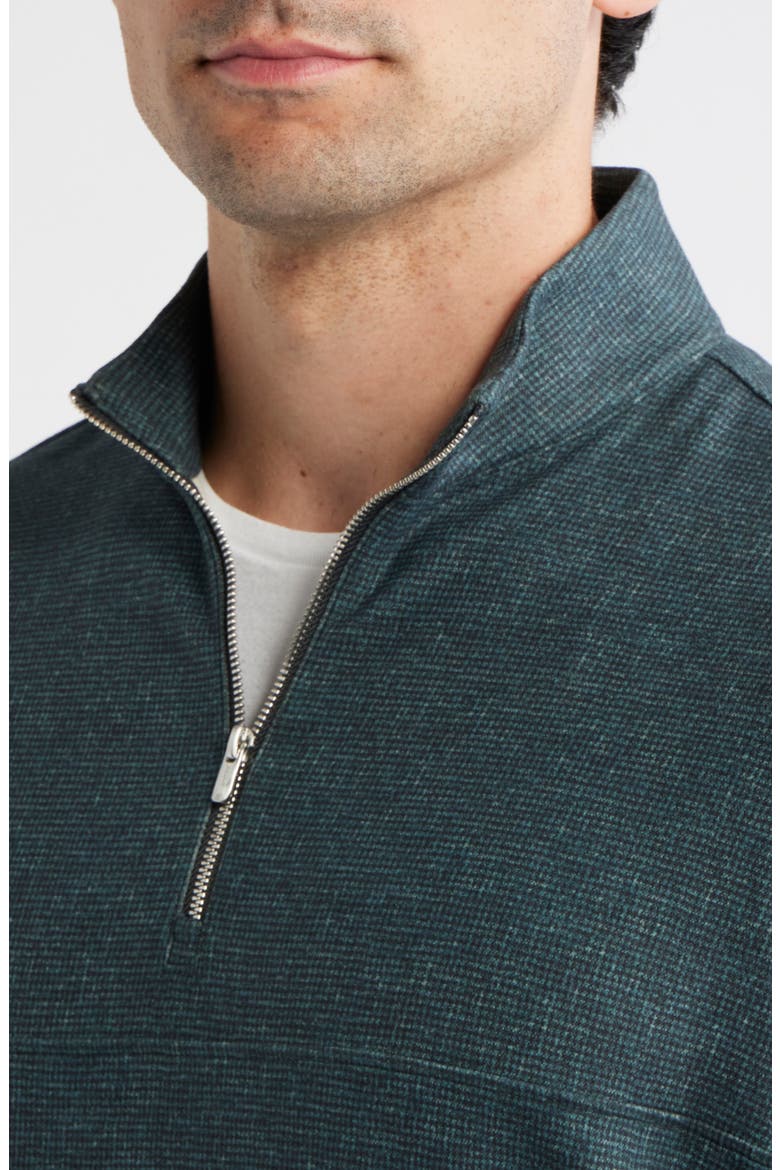 Mikey Printed Check Quarter Zip Pullover, Alternate, color, MALLARD