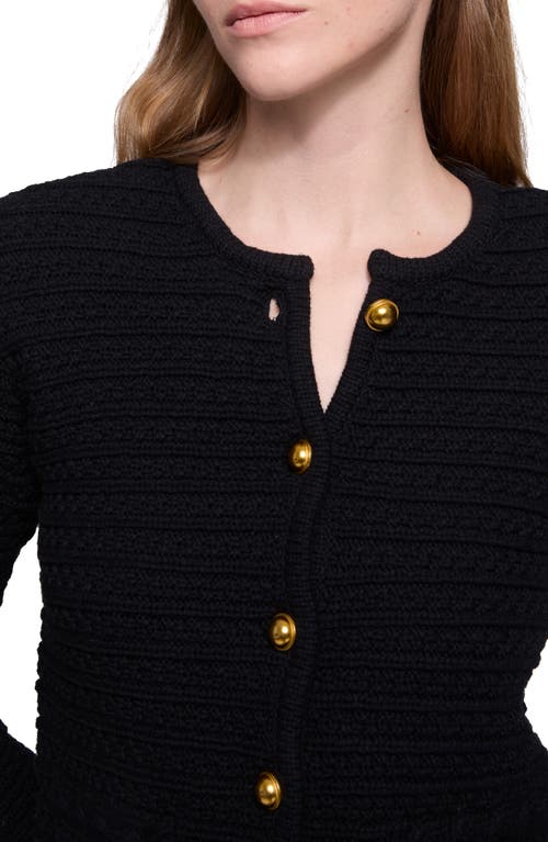 Rebecca Minkoff Isla Braided Crop Cotton Blend Cardigan In True Black