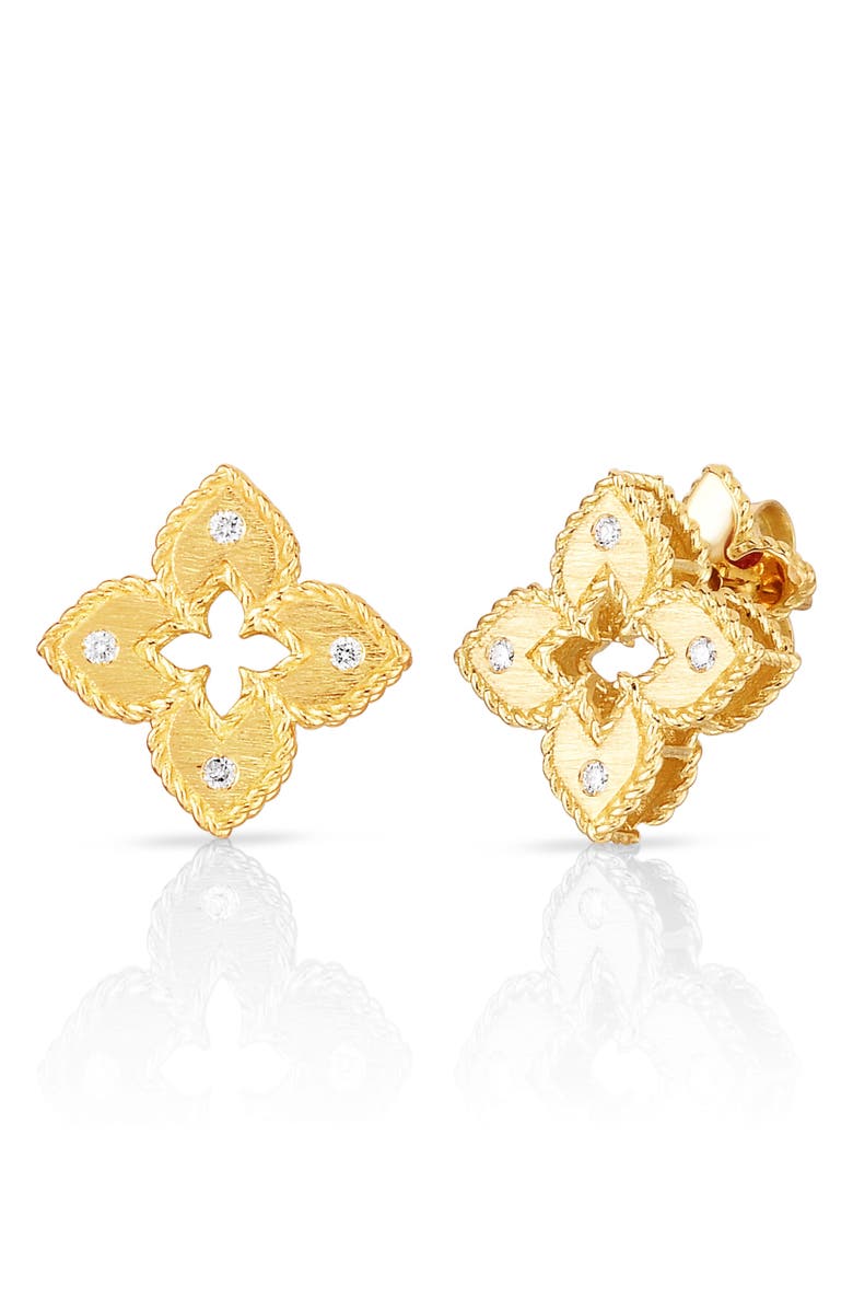 Roberto Coin Venetian Princess Diamond Stud Earrings, Main, color, Yellow Gold