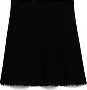 MANGO Fray Hem Tweed Miniskirt