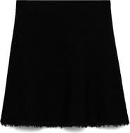 MANGO Fray Hem Tweed Miniskirt